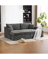 Streamdale Furniture 86.6" Extra-Large Double-Seater Chenille Sofa with Two Ottomans