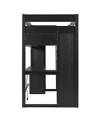 Streamdale Furniture Twin Loft Bed with L-Shaped Desk, Drawers, Shelves, and Led Lights