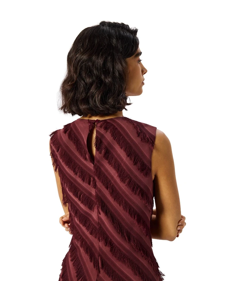 Whistles Women's Fringe Textured Sleeveless Midi Dress