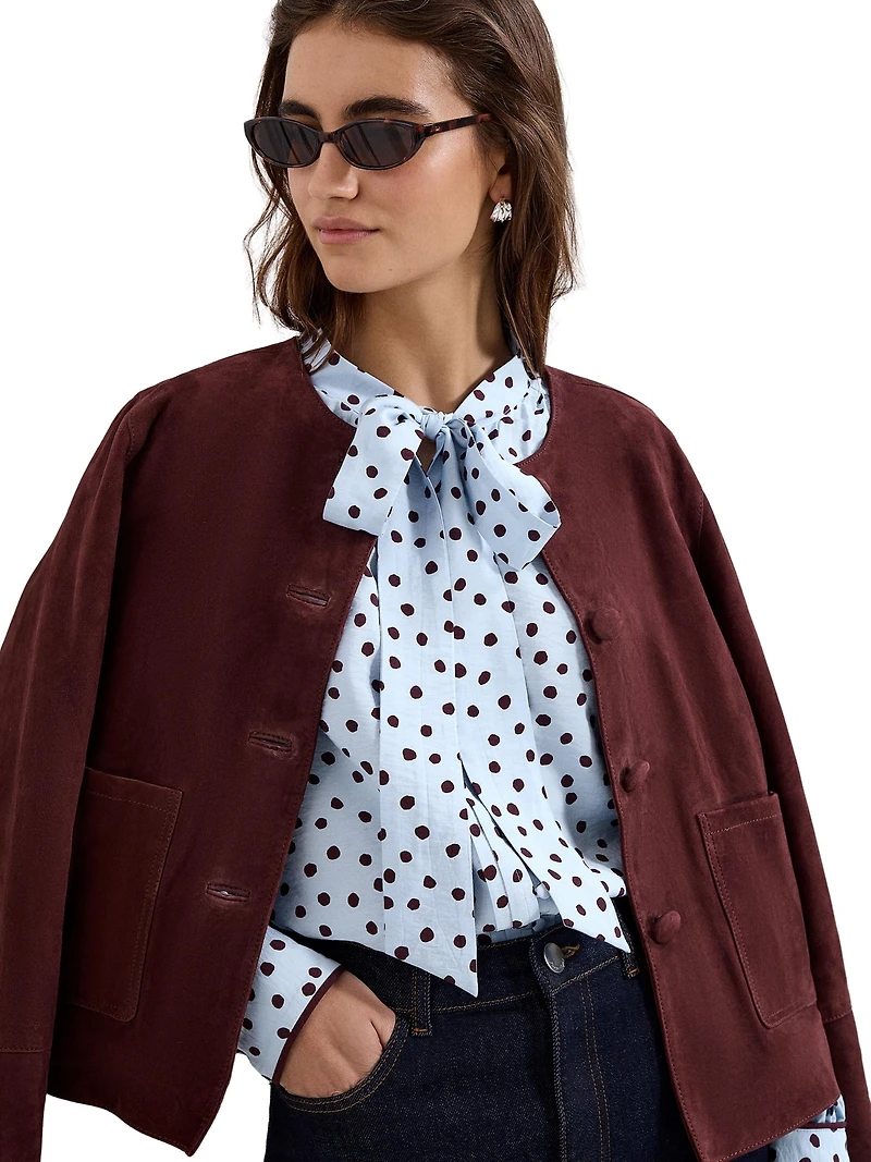Phase Eight Women's Tie Neck Polka Dot Blouse