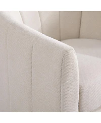 Streamdale Furniture Upholstered Chenille Swivel Barrel Chair with Solid Wood Base