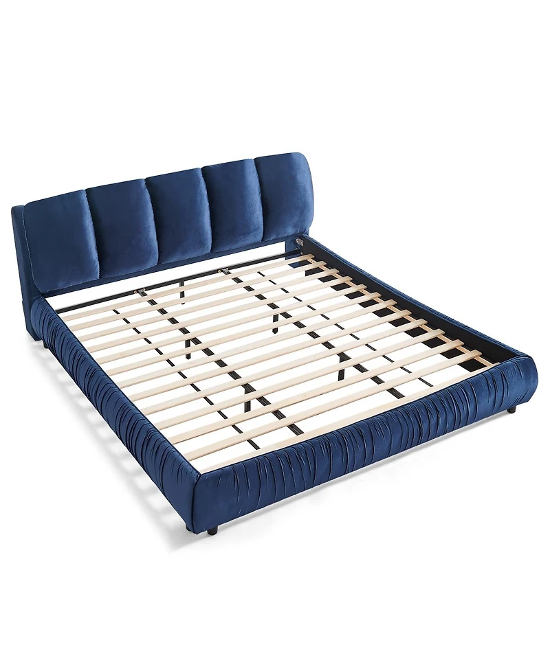 Streamdale Furniture King Size Upholstered Bed Frame with Segmented Velvet Headboard