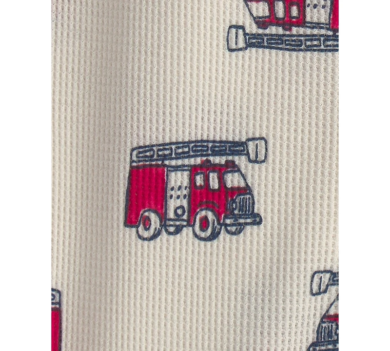 Carters Baby Boys' Firetrucks Thermal Snug Fit Footed Long-Sleeve Pajama