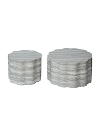 Streamdale Furniture Set of 2 Round Faux Marble Modern Minimalist Coffee Tables