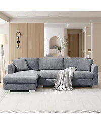 Streamdale Furniture 96" Modern L-Shaped Chenille Sectional Sofa with 2 Pillows