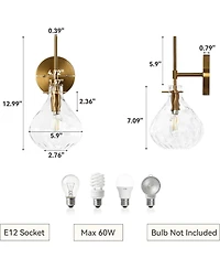Tribesigns Wall Sconce Set of 2, Wall Lamp with Clear Glass Shade, Elegant Bathroom Vanity Wall Light Fixtures with E12 Base (bulbs not included)