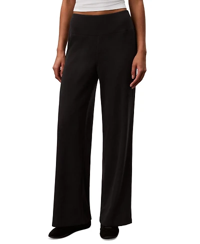Calvin Klein Performance Women's Pull-On Waffle-Knit Relaxed-Fit Straight-Leg Pants