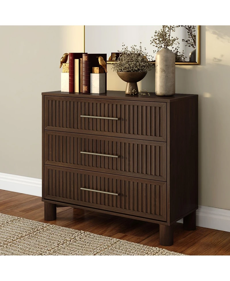 Plank+Beam Sera Fluted Drawer Dresser with Brass Handle