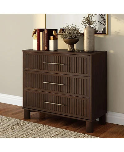 Plank+Beam Sera Fluted Drawer Dresser with Brass Handle