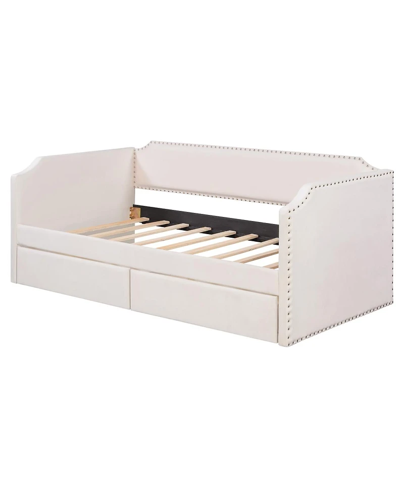 Streamdale Furniture Velvet Upholstered Daybed with 2 Drawers