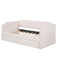 Streamdale Furniture Velvet Upholstered Daybed with 2 Drawers