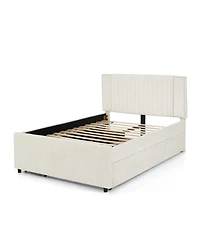 Streamdale Furniture Chenille Vertical Channel Tufted Storage Bed with Trundle