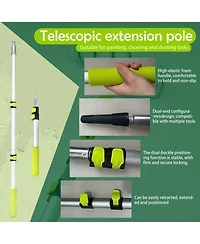 Xdovet Paint Roller Kit Extension Pole 28 Set 2-4 Feet 4"9" Brushes Latex Oil Stains