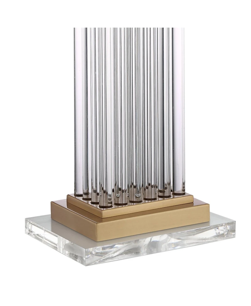Vienna Full Spectrum Darcia Modern Table Lamp with Clear Acrylic Riser 29" Tall Crystal Sheer Outer Linen Inner Shade for Bedroom House Home