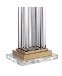 Vienna Full Spectrum Darcia Modern Table Lamp with Clear Acrylic Riser 29" Tall Crystal Sheer Outer Linen Inner Shade for Bedroom House Home