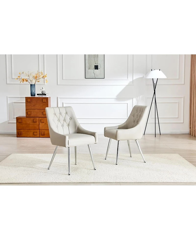 Streamdale Furniture Diamond Tufted Leather Dining Chairs