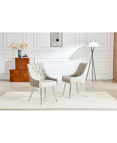 Streamdale Furniture Diamond Tufted Leather Dining Chairs