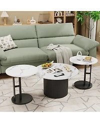Streamdale Furniture 3-Piece Modern Nesting Coffee Table Set with Faux Marble Top and Metal Legs