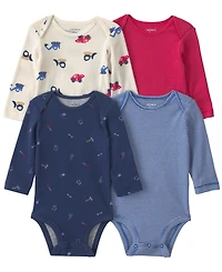 Carter's Baby Boys' Construction Round Neck Bodysuits, 4-Pack
