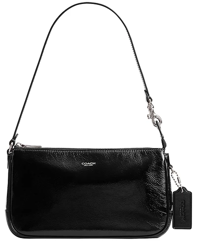 Coach Plaza Small Glazed Leather Shoulder Handbag