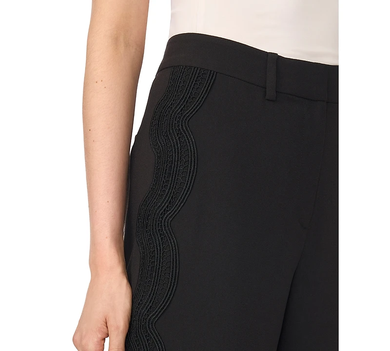 CeCe Women's Scallop-Edge Wide-Leg Trouser
