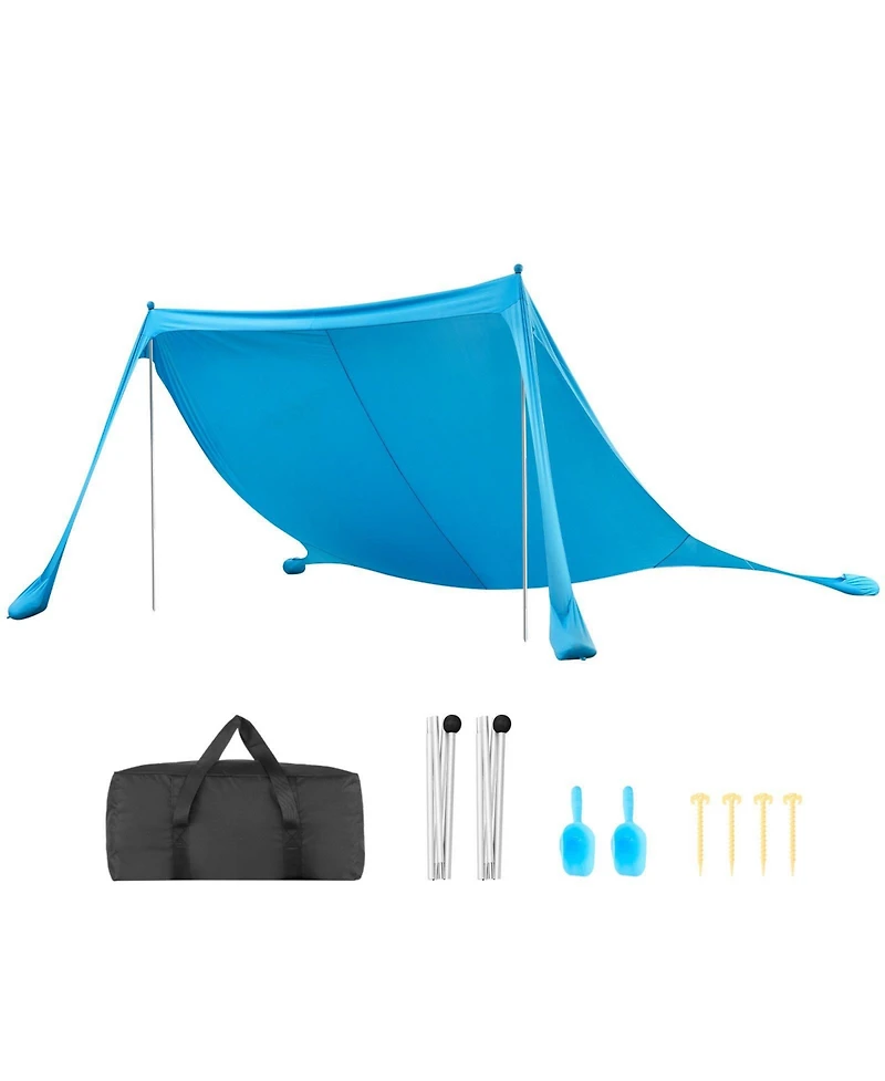 Mountaintop Beach Tent Sun Shelter, UPF50+ Pop-Up Canopy, 6.6ft Tall, Sandbags