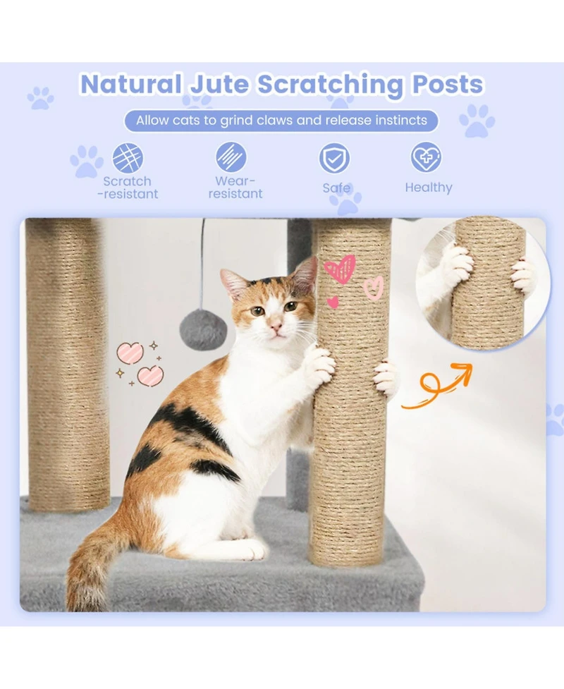 Hongge Five-Tier 64 Inch Cat Tree with Two Extra Large Condos