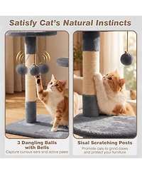 Hongge Six-Tier Floor to Ceiling Cat Tree with Rotatable Plush Bed