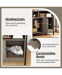 Hongge Hidden Cat Washroom with Double-Door Cabinet Guardrailed Tabletop and Scratch Board