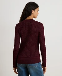 Lauren Ralph Women's Long-Sleeve V-Neck Cable Knit Sweater