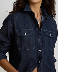 Lauren Ralph Women's Long-Sleeve Point Collar Denim Shirt