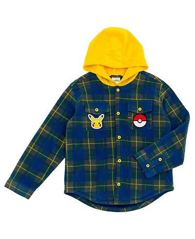 Pokemon Boy's (5-12) Pikachu Hooded Fleece Shacket