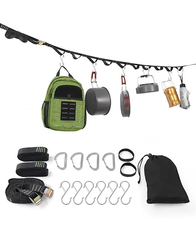 Piscifun Camping Tree Hanging Organizer 20 Loops 4 Carabiner Hooks 6 S Hooks Outdoor Gear Storage Strap