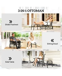 Outsunny Outdoor Glider with Ottoman, High Back Patio Glider Set
