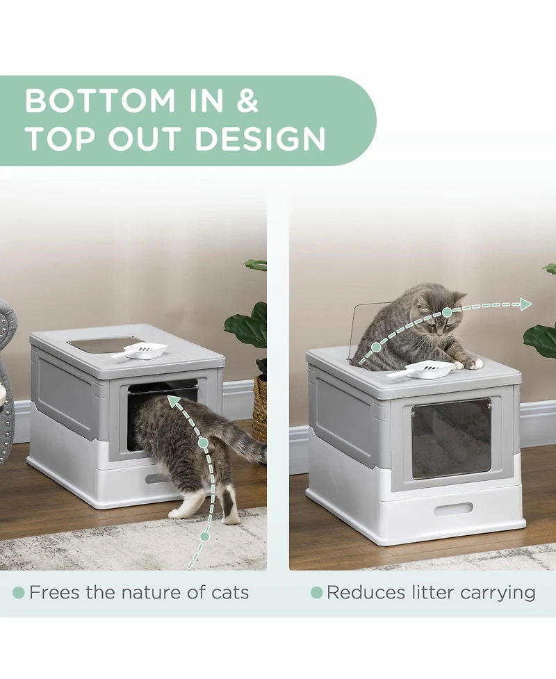 Ruie Fully Enclosed Cat Litter Box with Front Entry Top Exit and Scoop