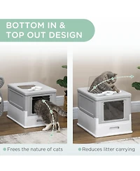 Ruie Fully Enclosed Cat Litter Box with Front Entry Top Exit and Scoop