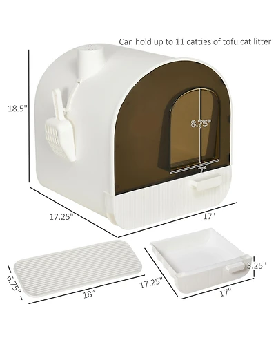 Ruie Covered Cat Litter Box with Lid Scoop and Odor Filter