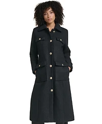Karl Lagerfeld Paris Women's Button Front Contrast Coat