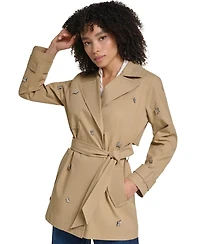 Karl Lagerfeld Paris Women's Embellished Belted Trench Coat