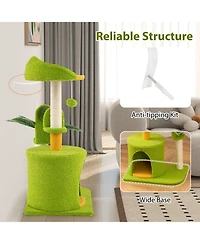 Hongge Palm Tree Cat Tower with Artificial Leaves, 31 Inch