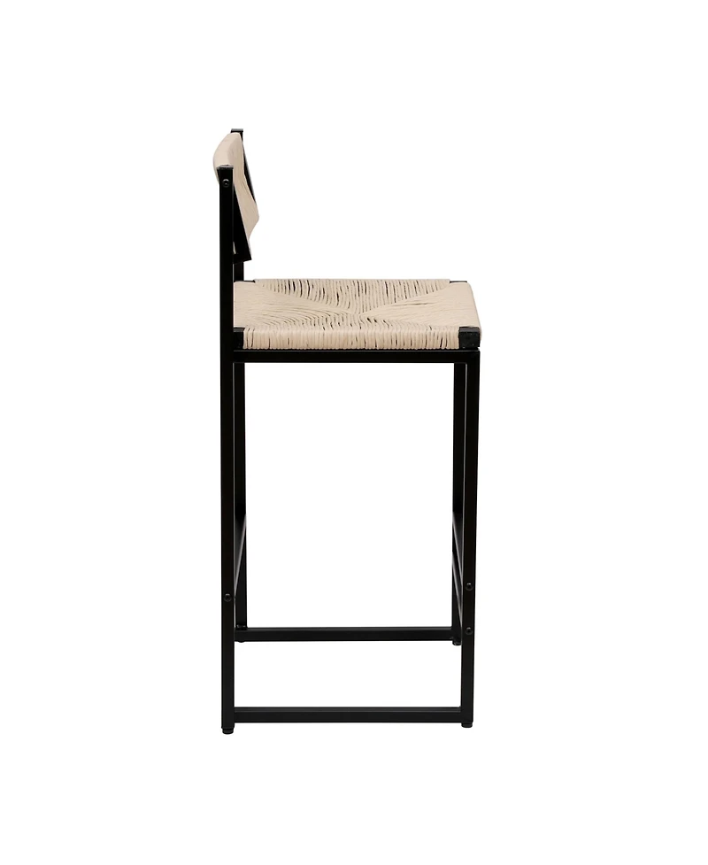 sumyeg Set of 2 Hand Weave Bar Stools with Backrest Counter Height Paper Rope Woven Dining Chairs for Kitchen or Home