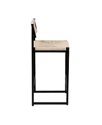 sumyeg Set of 2 Hand Weave Bar Stools with Backrest Counter Height Paper Rope Woven Dining Chairs for Kitchen or Home