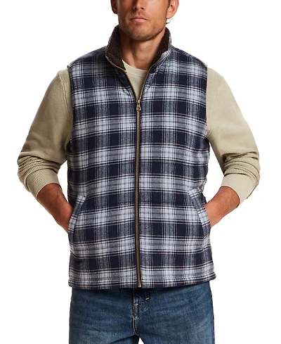 Weatherproof Vintage Men's Sherpa Lined Plaid Flannel Vest