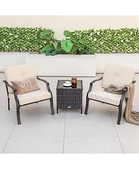 Gymax Set of Patio Metal Chairs Outdoor Dining Seat Heavy Duty with Cushions Garden