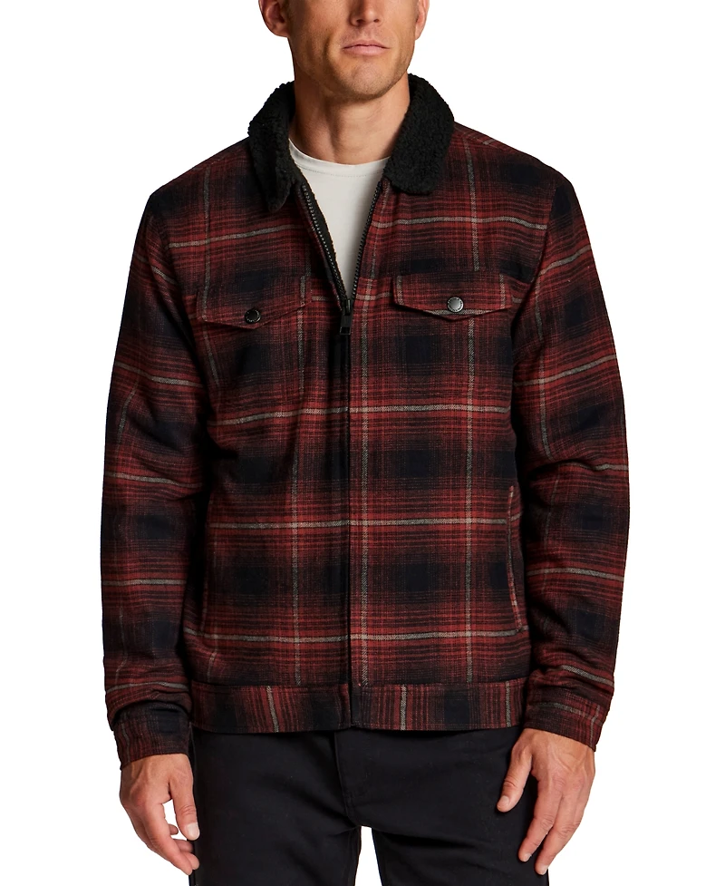 Weatherproof Vintage Men's Berber Lined Flannel Trucker Jacket