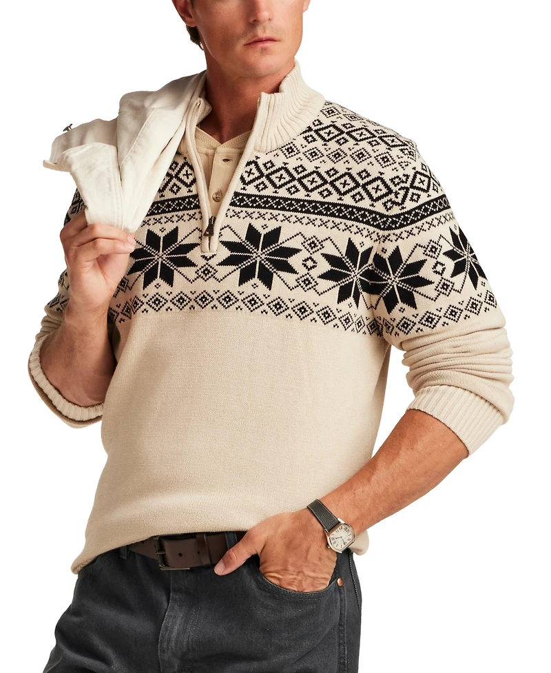 Weatherproof Vintage Men's Snowflake Yoke Quarter-Zip Sweater