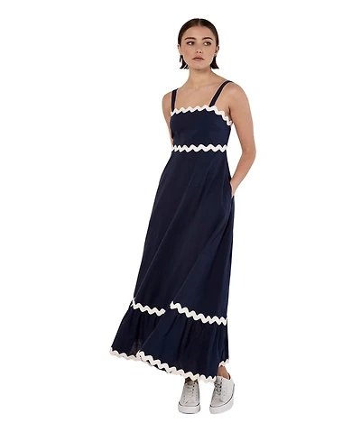 Apricot Women's Rick Rack Trim Trapeze Midaxi Dress