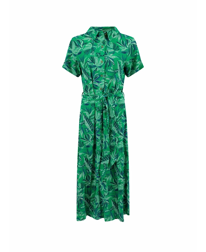 Weird Fish Women's Neem Printed Floral Midi Shirt Dress