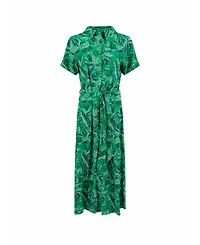 Weird Fish Women's Neem Printed Floral Midi Shirt Dress