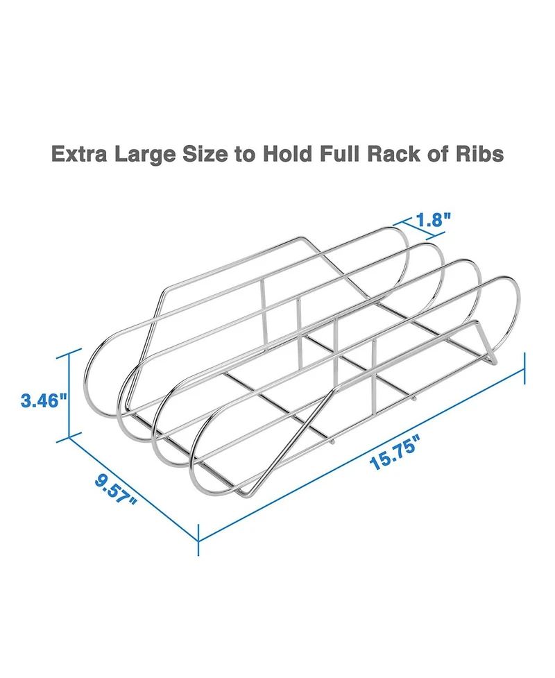 Xdovet Stainless Steel Rib Rack for Grill Holds 3 Ribs 18" Bbq Accessories Gifts Men